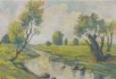 Пейзаж с дървета и река - Radomir Mandov