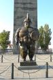 Botero's Roman Warrior on the top of Cafesjian Museum of Arts in Yerevan, Armenia