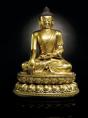 A Yongle-period gilt-bronze figure of a seated Buddha. Sold for $30.5 million