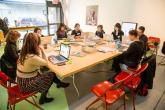 Participants at the 2014 Art+Feminism Wikipedia Edit-a-thon at Eyebeam, New York City