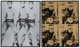 Warhol’s “Triple Elvis [Ferus Type]” (1963), left, and “Four Marlons” (1966) will be up for sale.