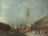 Francesco Guardi, Piazza San Marco, Venice, with the Basilica and the Campanile, with fgures in carnival costume (1775-80), est £150,000-£250,000