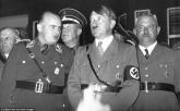 The bust had been sent to Hans Frank, left, speaking to close ally Adolf Hitler, then the governor of Occupied Poland. Its whereabouts after the fall of the Third Reich is unknown