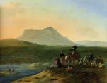 Karel du Jardin, Wide Southern Landscape with Herdsmen and their Flock